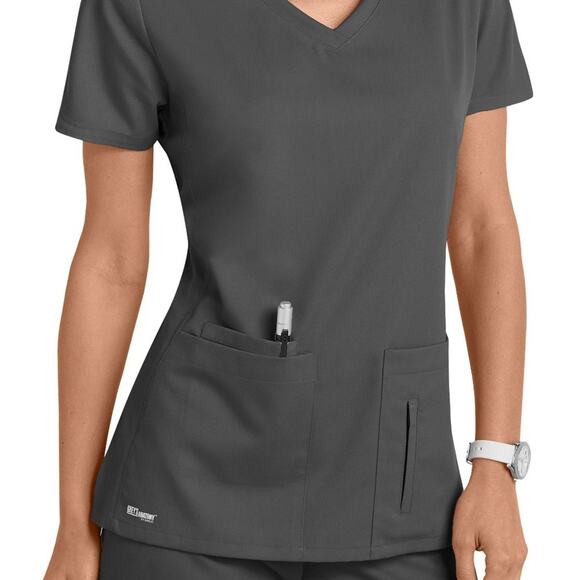 Grey’s Anatomy by Barco Active 4 Pocket V-Neck Scrub Uniform Top Women Size S - Picture 4 of 11